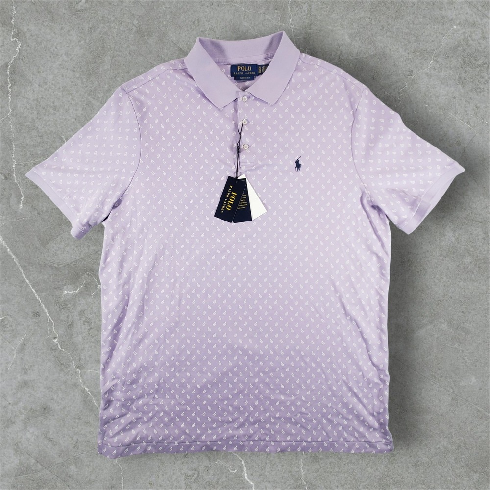 NWT Polo Ralph Lauren Polo Shirt Men XL Lavender Paisley Classic Fit Cotton New